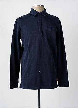 Pull col polo manches longues bleu OAKS VALLEY homme