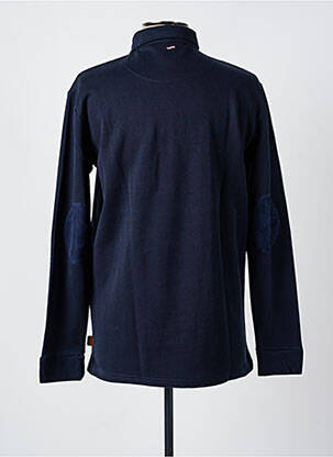 Pull col polo manches longues bleu OAKS VALLEY homme