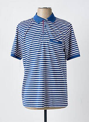 Polo imprimé rayures manches courtes bleu LOUIS VICTOR homme