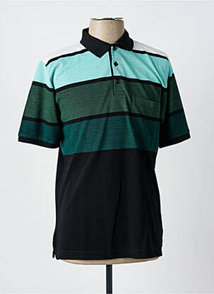 Polo imprimé rayures manches courtes noir LOUIS VICTOR homme