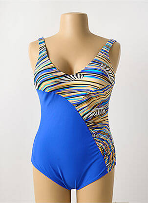 Maillot de bain 1 pièce effet matière satinée haut soutien-gorge emboitant bleu DEIDAD femme