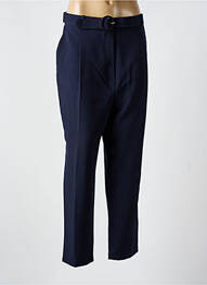 Pantalon droit tissage crêpe taille haute bleu HIPPOCAMPE femme