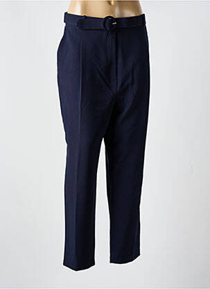 Pantalon droit tissage crêpe taille haute bleu HIPPOCAMPE femme