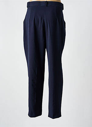 Pantalon droit tissage crêpe taille haute bleu HIPPOCAMPE femme