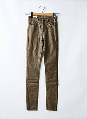 Pantalon slim tissage enduit taille normale marron VILA femme