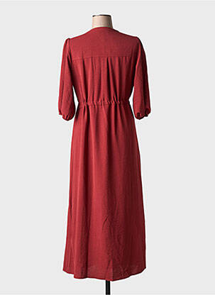 Robe longue tissage crêpe manches 3/4 rouge GRACE & MILA femme