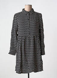 Robe mi-longue imprimé fleurs manches longues noir GRACE & MILA femme