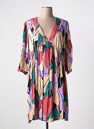 Robe courte manches 3/4 manches 3/4 violet GRACE & MILA femme