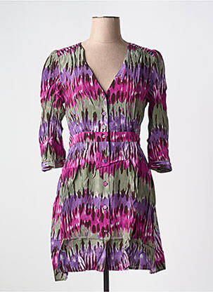 Robe mi-longue manches 3/4 manches 3/4 violet LA PETITE ETOILE femme