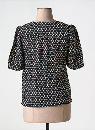 Blouse tissage popeline manches courtes noir GRACE & MILA femme