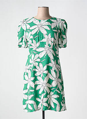 Robe courte fermeture zippée au dos manches courtes vert DESIGUAL femme