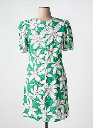 Robe courte fermeture zippée au dos manches courtes vert DESIGUAL femme