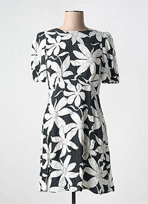 Robe courte imprimé fleurs manches courtes noir DESIGUAL femme