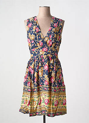 Robe mi-longue imprimé fleurs sans manche bleu HF WOMAN COLLECTION femme