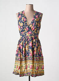 Robe mi-longue imprimé fleurs sans manche bleu HF WOMAN COLLECTION femme