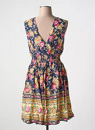 Robe mi-longue imprimé fleurs sans manche bleu HF WOMAN COLLECTION femme