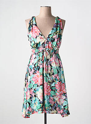 Robe mi-longue imprimé fleurs sans manche noir HF WOMAN COLLECTION femme