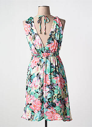 Robe mi-longue imprimé fleurs sans manche noir HF WOMAN COLLECTION femme