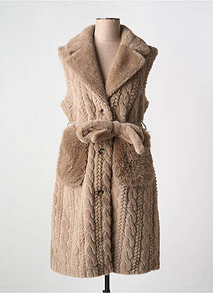Manteau long coupe cintrée sans capuche marron MIN SWEET femme