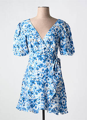 Robe courte imprimé fleurs manches courtes bleu TIFFOSI femme