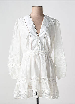 Robe courte manches longues manches longues blanc GOLDEN LIVE femme