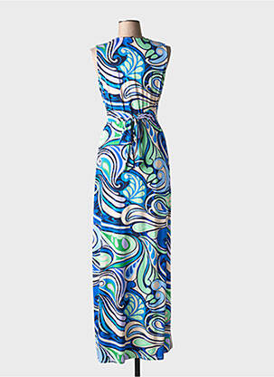 Robe longue imprimé fantaisie sans manche bleu MORGAN femme
