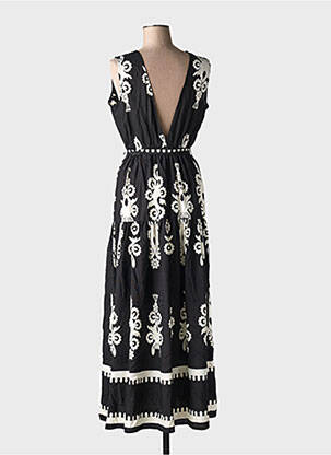 Robe longue imprimé fantaisie sans manche noir HF WOMAN COLLECTION femme