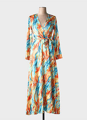Robe longue manches longues manches longues orange HF WOMAN COLLECTION femme