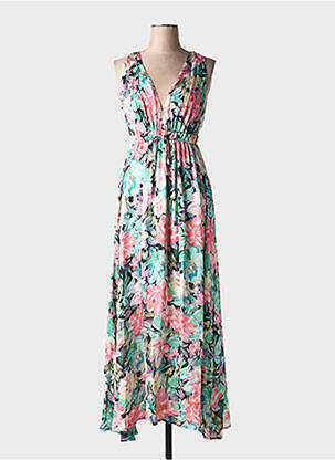 Robe longue imprimé fleurs sans manche rose HF WOMAN COLLECTION femme