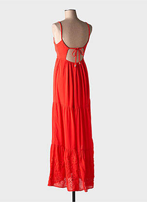 Robe longue manches bretelles ajustables fines bretelles rouge MORGAN femme