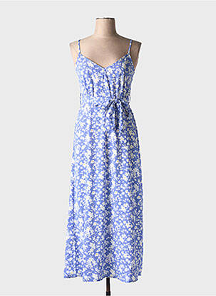 Robe longue tissage popeline fines bretelles bleu TIFFOSI femme