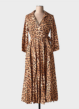 Robe longue manches 3/4 marron GARCONNE femme