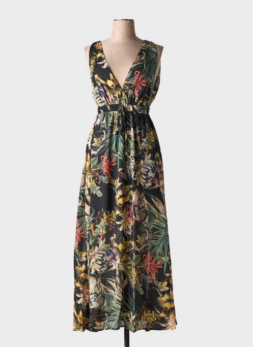 Robe longue imprimé fleurs sans manche noir HF WOMAN COLLECTION femme
