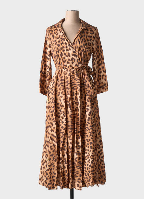 Robe longue manches 3/4 marron GARCONNE femme