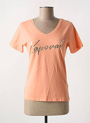 T-shirt col v manches courtes orange KAPORAL femme