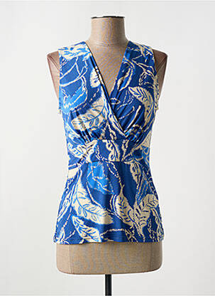 Top tissage jersey sans manche bleu MORGAN femme