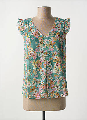 Blouse légère et transparente manches courtes vert EMMA ELLA femme