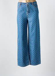 Pantalon large fermeture zippée sous rabat boutonné taille normale bleu MORGAN femme