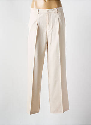 Pantalon large tissage popeline taille normale beige GOLDEN LIVE femme