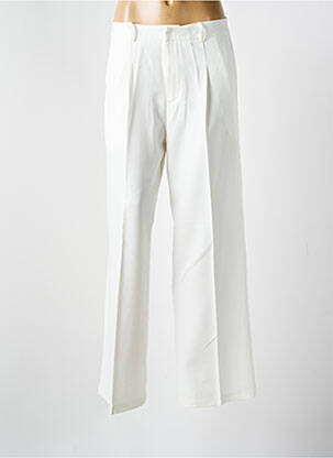 Pantalon large tissage popeline taille normale blanc GOLDEN LIVE femme