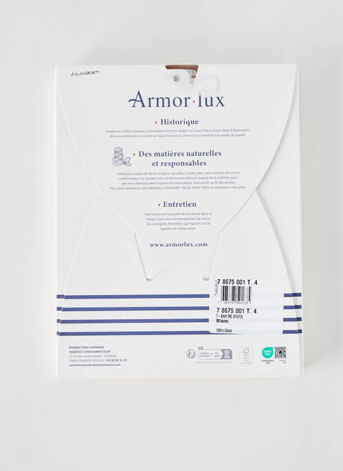 T-shirt blanc ARMOR LUX pour homme