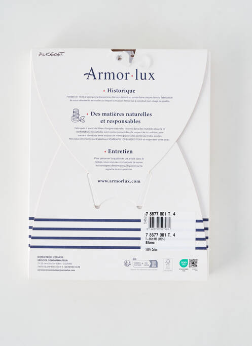 T-shirt blanc ARMOR LUX pour homme