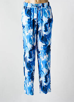 Pantalon droit tissage popeline taille normale bleu MICHA femme