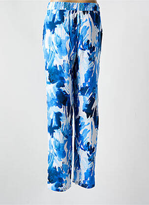 Pantalon droit tissage popeline taille normale bleu MICHA femme