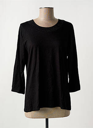 Top col rond manches 3/4 noir GABRIELLA K. femme