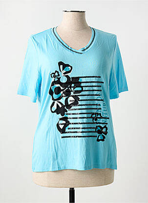 T-shirt imprimé fantaisie manches courtes bleu BARBARA LEBEK femme