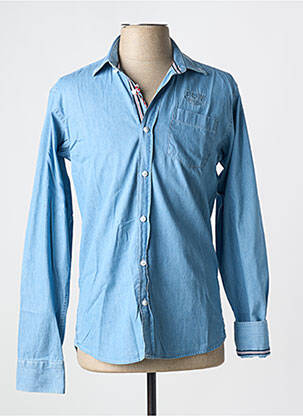 Chemise manches longues coupe droite bleu BLACK WELLIS homme