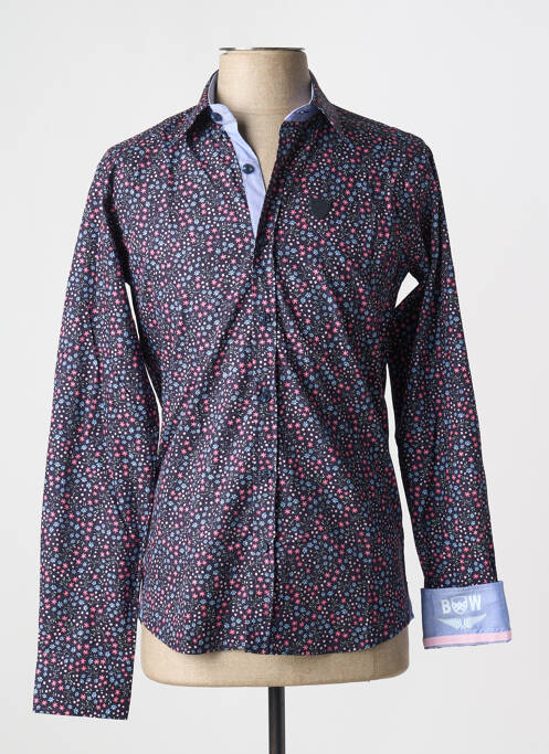 Chemise manches longues bleu BLACK WELLIS pour homme