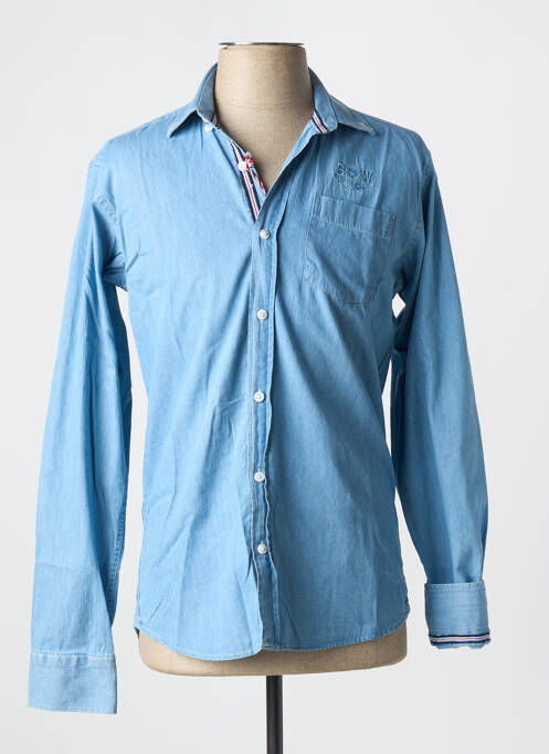 Chemise manches longues bleu BLACK WELLIS pour homme