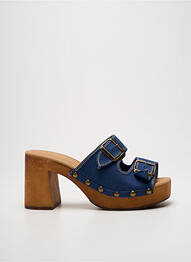 Mules/sabots semi compensé talon de 7 à 9cm bleu LPB femme